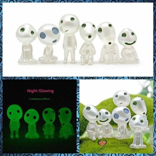 Free shipping Tree Fairy Ghosts Night Glow Mini Figure Japan Anime Princess 6pcs/lot PVC toys home plants office decoration gift