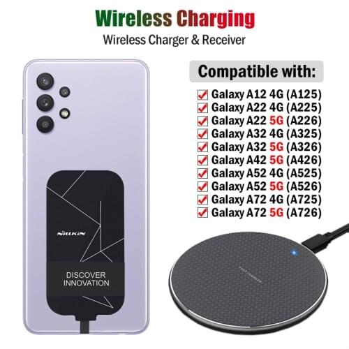 Qi Wireless Charging Adapter for Samsung Galaxy A12 A22 A32 A42 A52 A72 4G 5G Wireless Charger+USB Type-C Receiver