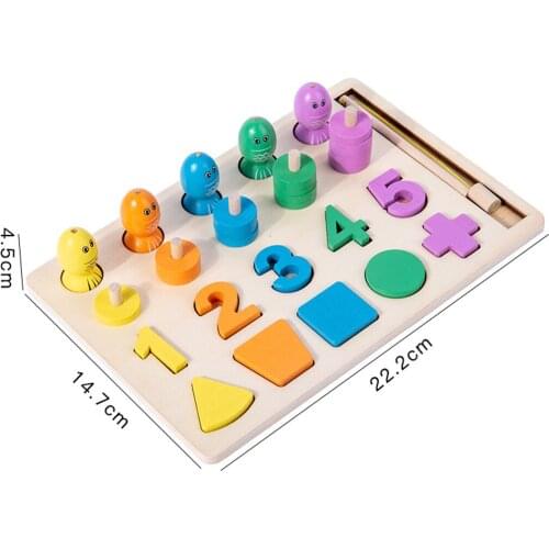 Wooden Fishing Games Montessori Toy Matching Board Fishing Game Toy Gifts