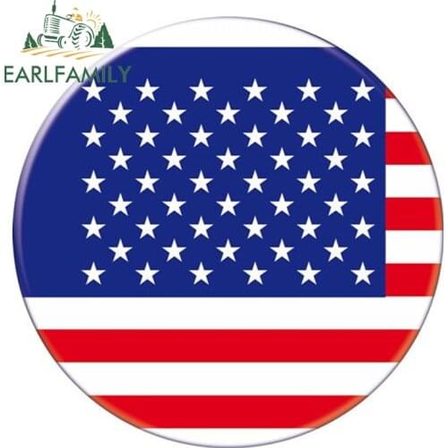 EARLFAMILY 13cm x 13cm Auto Moto Bike Suitcase Laptop Flag Round United States Reflective Car Sticker Waterproof 3D Car Styling
