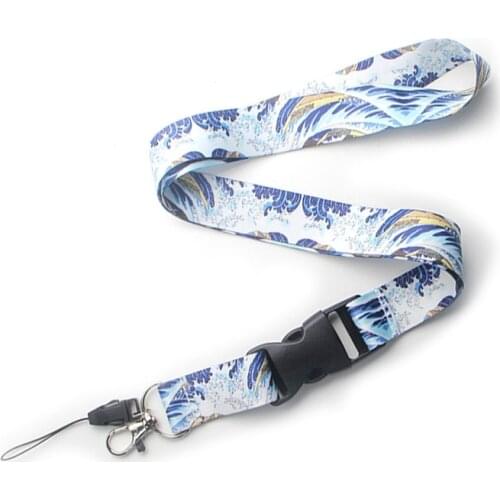 JF568 Wave Art Oil Painting Lanyard Neck Strap for Key ID Card Cell Phone Straps Badge Holder DIY Hanging Rope