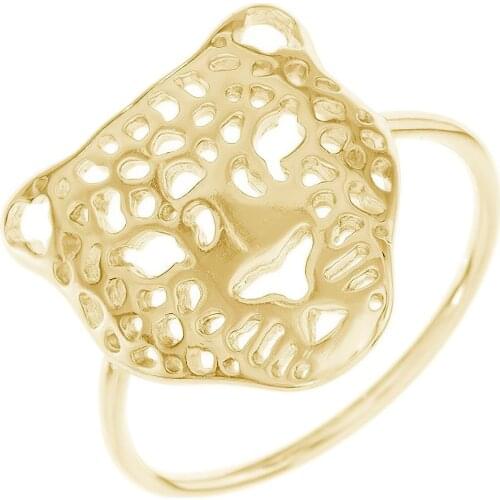 DARK DIAMOND-Panther head ring in 925 sterling silver with rhodium plating or bathroom gold