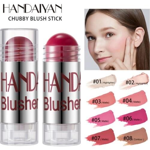 HANDAIYAN Makeup Cream Blush Stick Face Makeup Shimmer Contour Cream Cheek Blusher Cosmetics Brighten Pink Blush Make Up