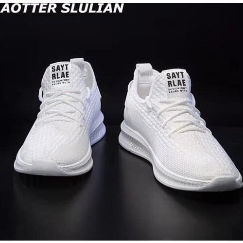 Spring Summer Men Shoes Sneakers White Fashion Flat Casual Shoes Male Mesh Breathable Walking Sports Loafers Tenis Socks Shoes