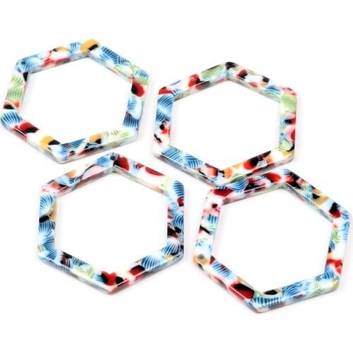 Leopard Print,Tortoise Shell Earring Charm,Acetate Acrylic,Hexagon Shaped,Boho,Earring Parts,Ohrringe finding,35.5X31.5mm-ACE266