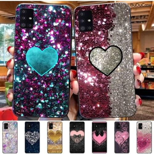 Hrmes Fashion and shiny color love Black Cell Phone Case For Samsung Galaxy A7 A8 A6 Plus A9 2018 A50 A70 A20 A30 A40