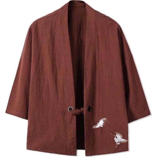 2019 Men Cotton Linen Jacket China Style Kongfu Coat Male Loose Kimono Cardigan Overcoat Open Stitch Coat Mens Windbreaker 5XL