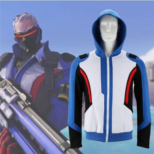 Game Over Watch Mens Hoodies Soldier 76 Jackets Cosplay Coat Sweatshirts Halloween Cosplay Costume Christmas Gift