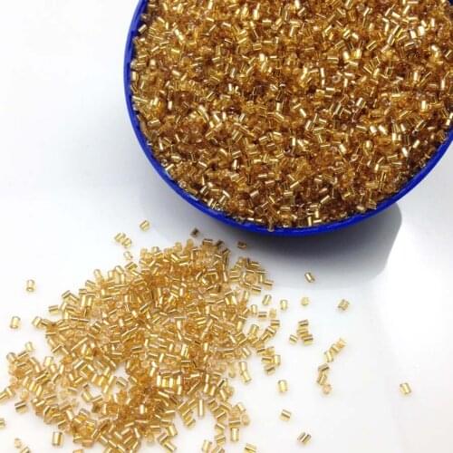 Lot 16g 1000pcs 2*3mm Golden Color Silver Lined Tube Loose Spacer Beads Cezch Glass Seed Beads Handmade Jewelry DIY Garment Bead