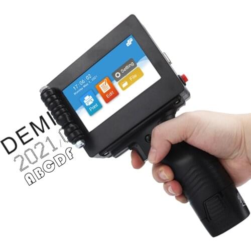 Inkjet Printer PortabHandheld Intelligent 4.3" Touch Screen Print Logo Expiry Date QR on Card Bag Box Wood Glass Plastic