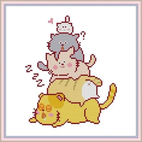 Joy Sunday Counted Cross Stitch Embroidery Needlework Kits Stamped Stacked Arhat 11CT 14CT Printed Fabric Thread Home Decoration