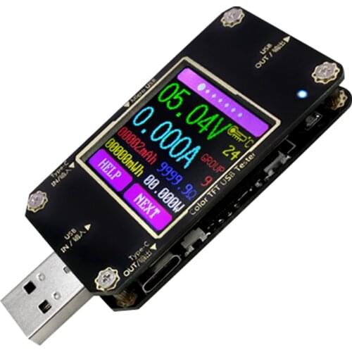 Type C USB Tester TFT LCD Color Screen USB Voltmeter Ammeter Current Voltage Tester Mini Digital Multimeter Iron Storage Case