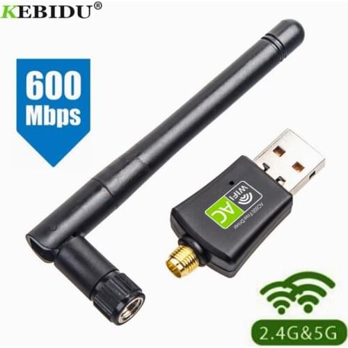 Kebidu AC 600Mbps USB Wifi Adapter 5/2.4Ghz Dual Band with Antenna Dongle LAN 802.11ac/a/b/g/n for Windows XP Win 7 10 Mac Vista