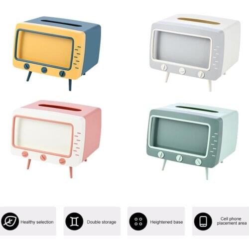 Simple Style Retro Desktop TV Tissue Box Multifunctional Drawer for Bathroom Vanity Bedroom Dresser Bedside Table Desk and Table
