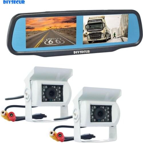DIYSECUR 4.3" Rearview Car Mirror Monitor + IR Night Visioin CCD Waterproof Rear View Reverse Backup Car Truck Bus Camera