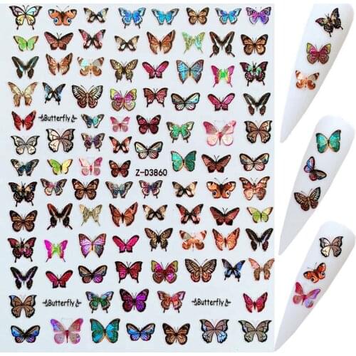 1pc Nail Art Laser Butterfly Sticker Spring Summer Butterfly Designs Manicure ZD3852-3860