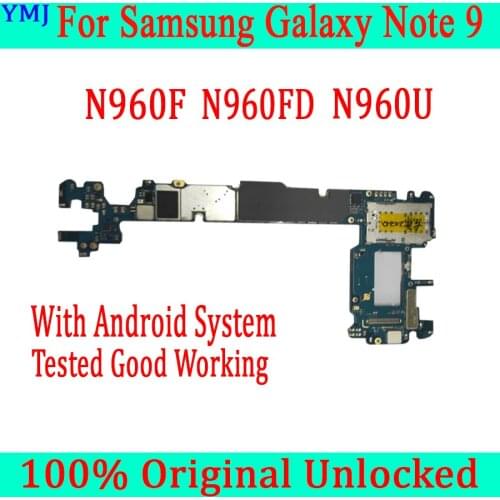 100% Unlocked Motherboard for Samsung Galaxy Note 9 N960F N960FD N960U Original Logic Board With Chips Android OS Plate
