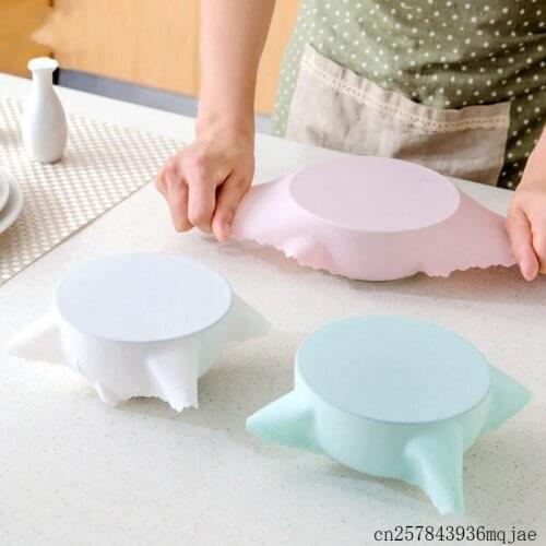 100pcs Seal Vacuum Container Cover Food Grade Silicone Wrap Food Fresh Keeping Saran Lid High Stretch Storage Lids Kitchen Tool