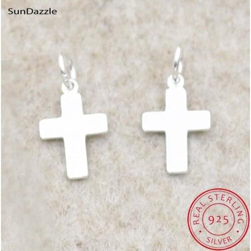 2pcs Genuine Real Pure Solid 925 Sterling Silver Jewelry Making Women Religious Cross DIY Necklace Bracelet Pendant Findings