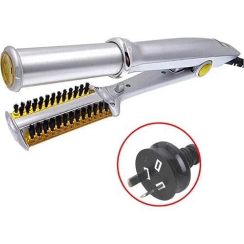 Professional Hair Straightening Iron Curling Iron Straightener&Curler Styler 2 In 1 Multi Hair Styling Tool Flat Iron With Brush
