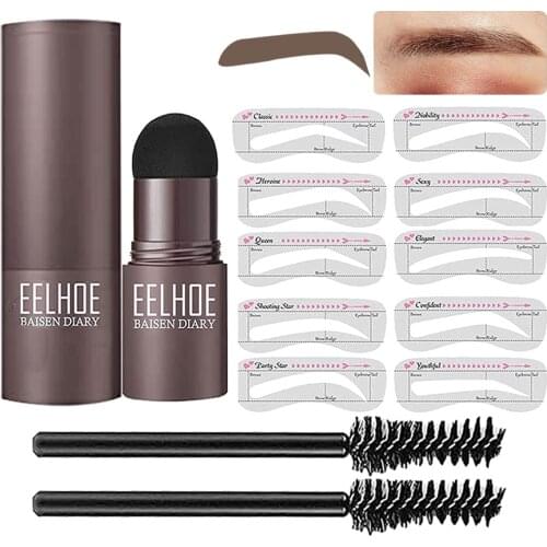 2022 Professional Eye Brow One Step Eyebrow Stamp Shaping Kit Set Gel Stamp Makeup Kit Magic Eyebrow Stencils Eyebrow Brushe