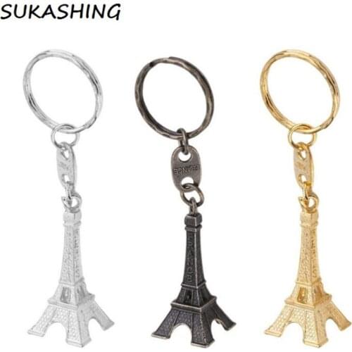 3Pcs/Set 3D Mini Eiffel Tower Molel French Souvenir Paris Keychain Keyring Metal Split Key Ring Gold Bronze Sliver