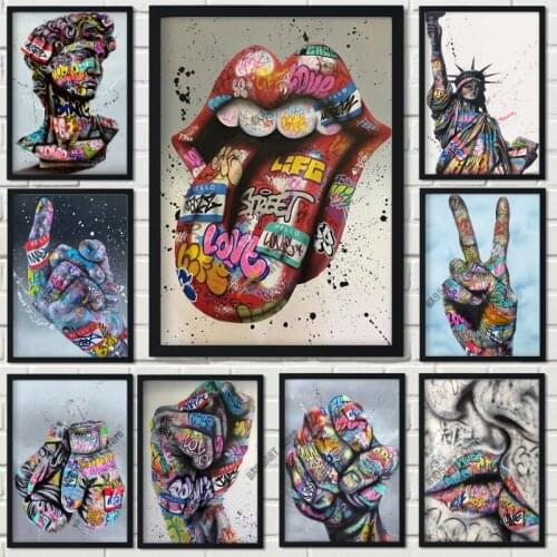 DIY Diamond Mosaic Street Graffiti Lover Kissing Diamond Painting Embroidery Full Square Round Cross Stitch Kits Room Decoration