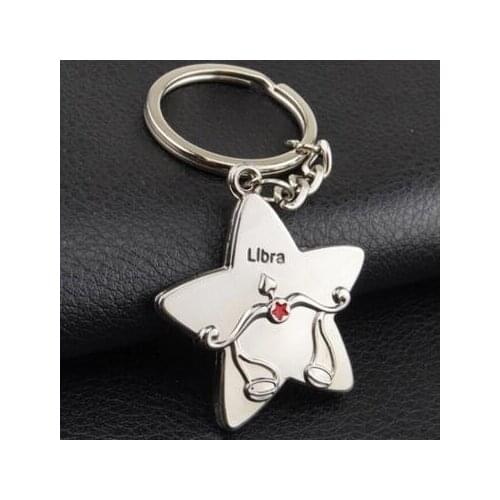Free shipping can mix fashion metal Twelve constellation Libra key chain keychain key ring key holder