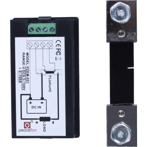 DC 6.5-100V 0-100A LCD Digital Display Ammeter Voltmeter Multimeter Volt Watt Power Energy Meter Blue with 100A/75mV Shunt