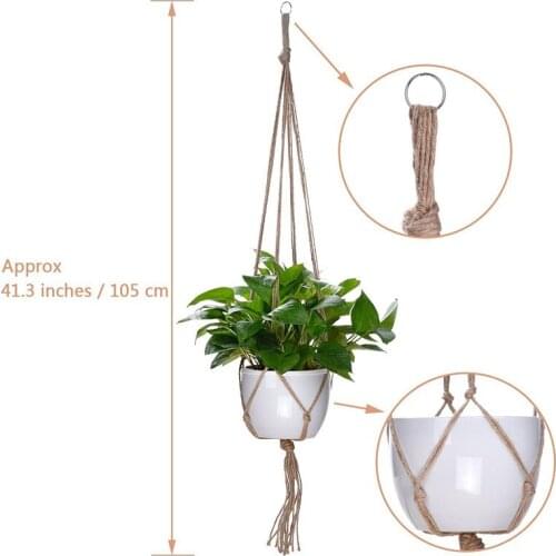 Macrame Plant Hanger Basket Flowerpot Holder Hanging Vintage Knotted Lifting Rope Garden Home Decoration 105cm