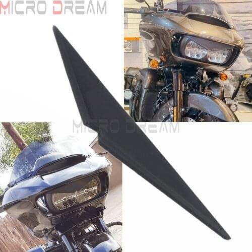 For Harley 2015-2020 2021 Road Glide Models Headlamp Eyebrows Eyelids Stickers Decoration Matte Black Headlight Upper Tip Trim