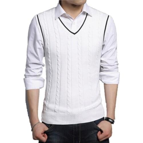 Plus sizes warm sweaters vest men sleeveless v neck jumper pullovers mens casual wool jacquard sweater coat fall winter 2019