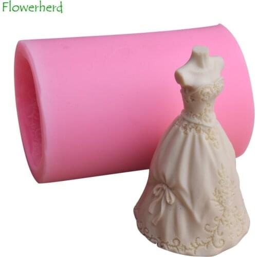 Wedding Dress Candle Making Molds Bride Suit Dress Candle Mold Fondant Silicone Mold Sugar Craft Wedding Cake Decorating Tools