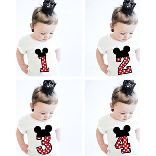 Dots Mouse Print Boys T-shirts Cartoon Girls Tees Short Sleeve Summer Tops Boys Clothes Cute Kids Children Tshirt Clothing