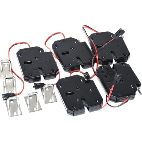 Kinjoin Electric lock DC 12V 2A electromagnetic door lock cabinet drawer drawer locker lock carbon steel black padlock 5PC