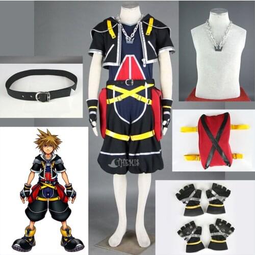 Athemis Kingdom Hearts I Sora Cosplay Costume Outfit Clothes Any Size gloves coat custom made Any size