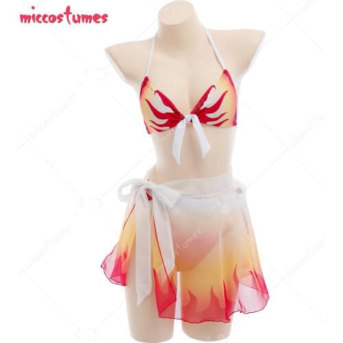 Kyoujurou Rengoku Halter Two-Piece Bikini Swimsuit Set Swimming Suit Bathing Suit Beach Swimsuit Outfit Cosplay Costume