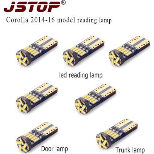 JSTOP 7pcs/set high quality LED car reading lamp T10 lights led 12V T10 W5W lamp bulbs 6000k 4014smd wy5w lamp LED Reading Light