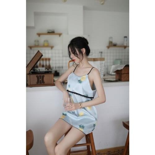 2020 Summer Hot Sale New Sexy Dress Lingerie Ladies Sexy Silk Satin Night DressErotic Lace Dress for Women Nighties Nightgown