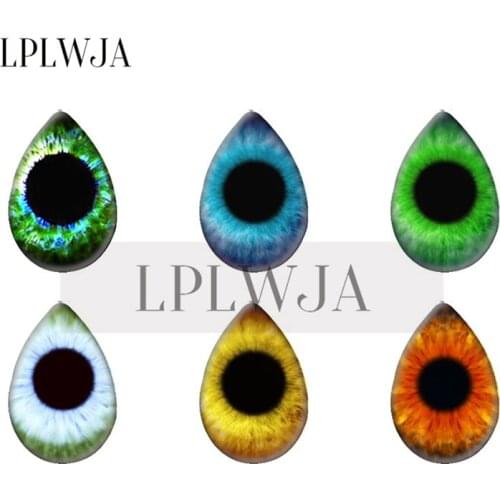 LPLWJA 2021 New Animal Cats Dragon Eyes Tear Drop Waterdrop Shape Glass Cabochon Photo Demo Flat Back Making Findings