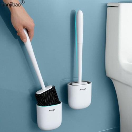 Nanjibao Household Wall-Mounted No Dead Corners Toilet Brush Long-Handled Silicone Toilet Cleaning Artifact Bathroom Accessories