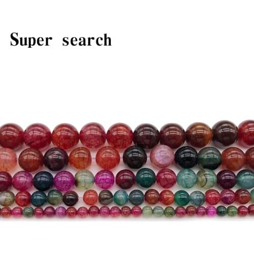 Natural Stone Mixed Colors Dragon Vein agat Round Loose Beads 15" Strand4 6 8 10 12 MM Pick Size