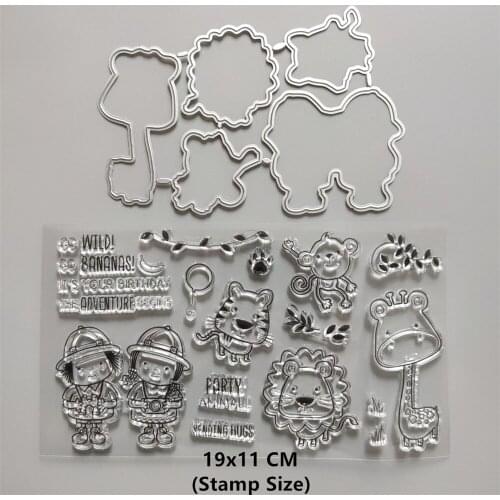 2021 New Giraffe Lion Tiger Clear Stamps and Metal Cutting Dies DIY Scrapbooking Embossing Album Seal Template Punch Stencils