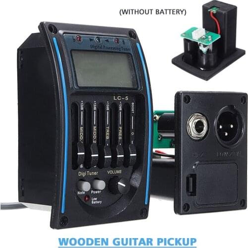 New 5-Band LCD Acoustic Guitar Pickup EQ Preamp Guitar Control Tuner Adjustment Bass/Middle/Treble Pickup Guitars Accessories