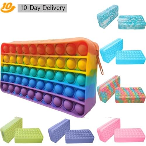 New Pop Its Push Bubble Fidget Toys Pencil Case Children Stress Relief Squeeze Toy Antistress Soft Squishy Kids Toys Gifts