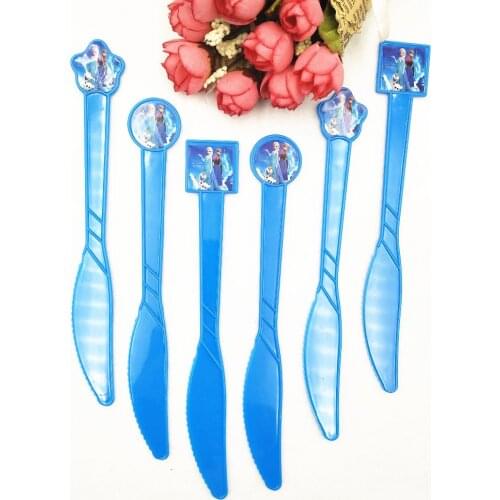 10pcs/set Elsa and Anna Disposable Plastic Knives Birthday Decoration Kids Babyfavor Cartoon Supplies Favors Set