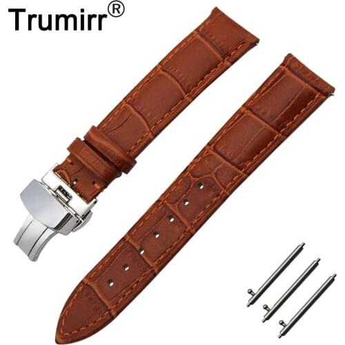 20mm Genuine Leather Watch Band Quick Release Strap for Samsung Gear S2 Classic R732 / R735 Butterfly Buckle Wrist Belt Bracelet