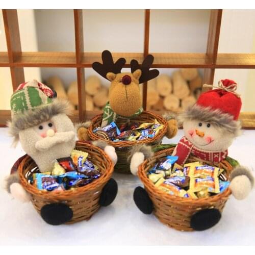 2021 New Christmas Candy Basket Santa Claus Snowman Elk Bar Fruit Basket Christmas Decorations Childrens Gift Box Home Decor
