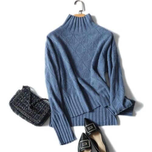 Shuchan Turtleneck Sweater Cashmere Sweater Female 2018 Autumn Rib Knitted Women 100% Cashmere Sweater Jersey Jumper Pull Femme