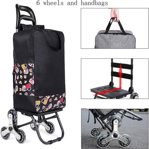 Trolley cart on Wheels Woman Market shopping cart Foldable shopping basket elderly Stairs Trailer cart handbags shopping bags
